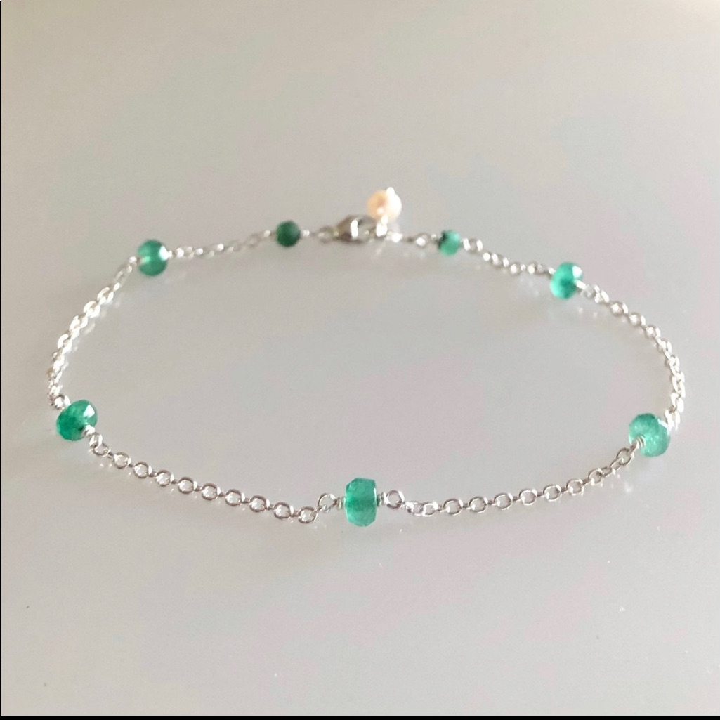 Genuine Emerald Bracelet In Solid Sterling Silver 55$
